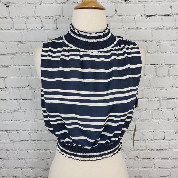 Rachel Rachel Roy Turtleneck Top Striped cropped M new - Picture 3 of 7